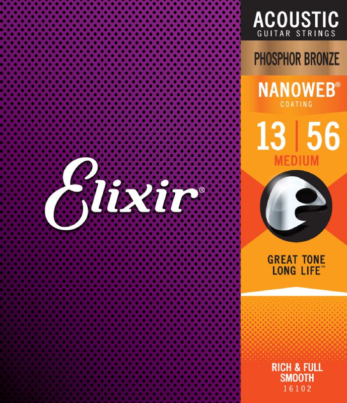 Elixir Phosphor Bronze Acoustic Guitar Strings with NANOWEB.
