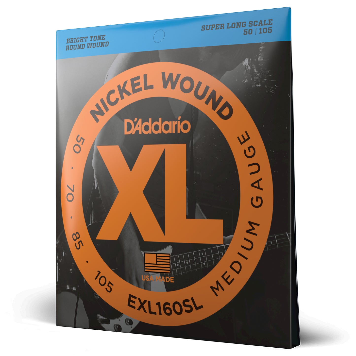 50-105 Medium, Short Scale, XL Nickel Bass Strings EXL160S