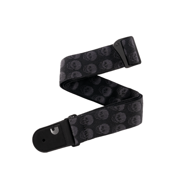 Woven Guitar Strap, Skulls Black