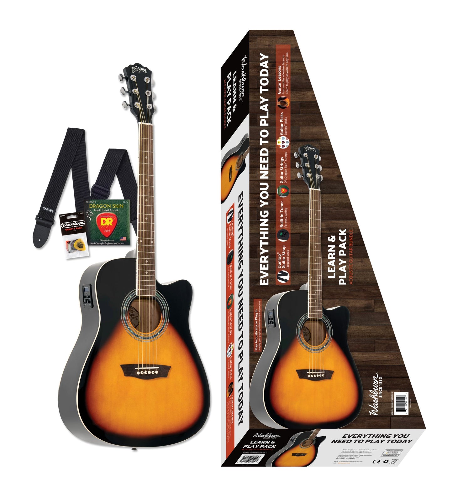 Washburn WA90CEVSBPACK Acoustic-Electric Guitar Pack