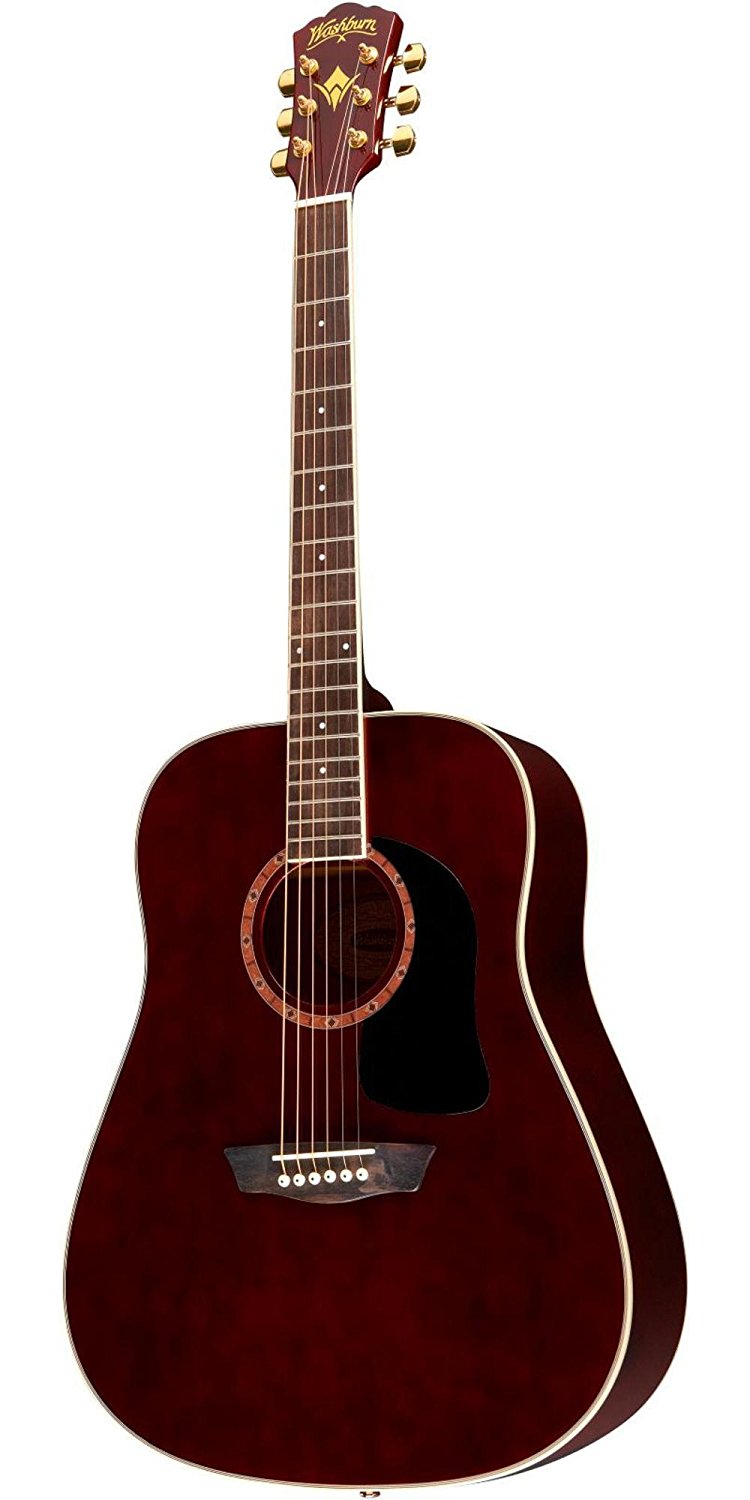 Washburn WD100DLTWRK Mahogany Dreadnought Acoustic Guitar. Trans Wine Red
