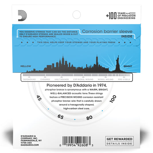 45-100 Regular Light, Long Scale, Phosphor Bronze Acoustic Bass Strings EPBB170