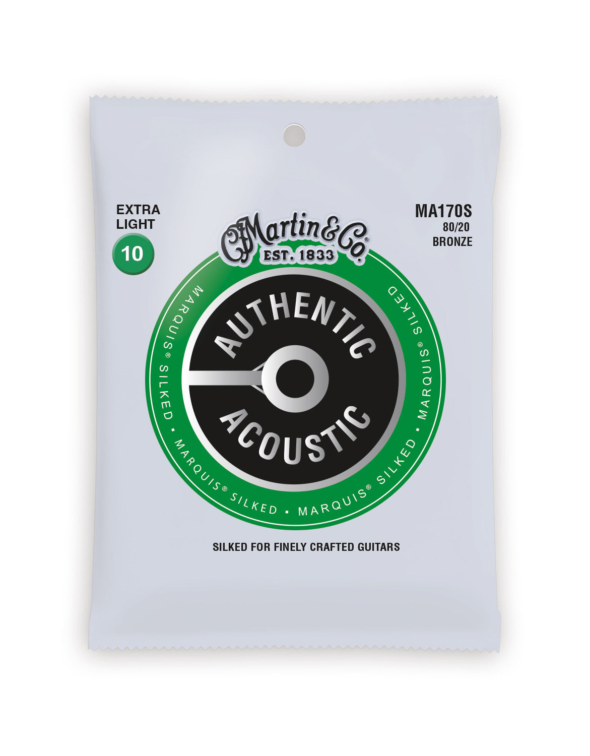 Martin MA170S Authentic Acoustic Marquis Silked 80/20 Bronze Extra Light Guitar Strings