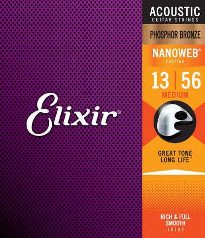 Elixir Phosphor Bronze Acoustic Guitar Strings with NANOWEB.