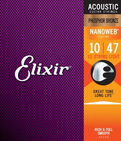 Elixir Phosphor Bronze Acoustic Guitar Strings with NANOWEB.