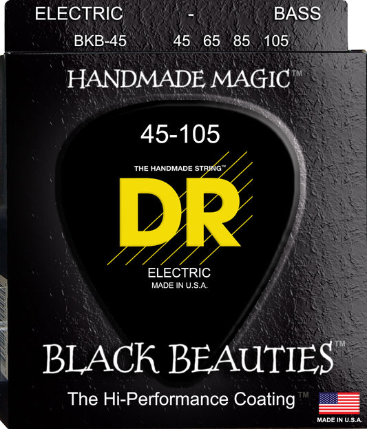 DR Strings BKB-45 Black Beauties Colored Bass Strings. 45-105 Black