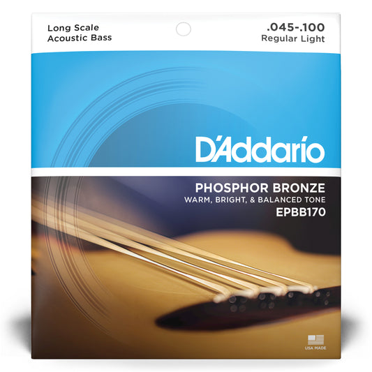 45-100 Regular Light, Long Scale, Phosphor Bronze Acoustic Bass Strings EPBB170