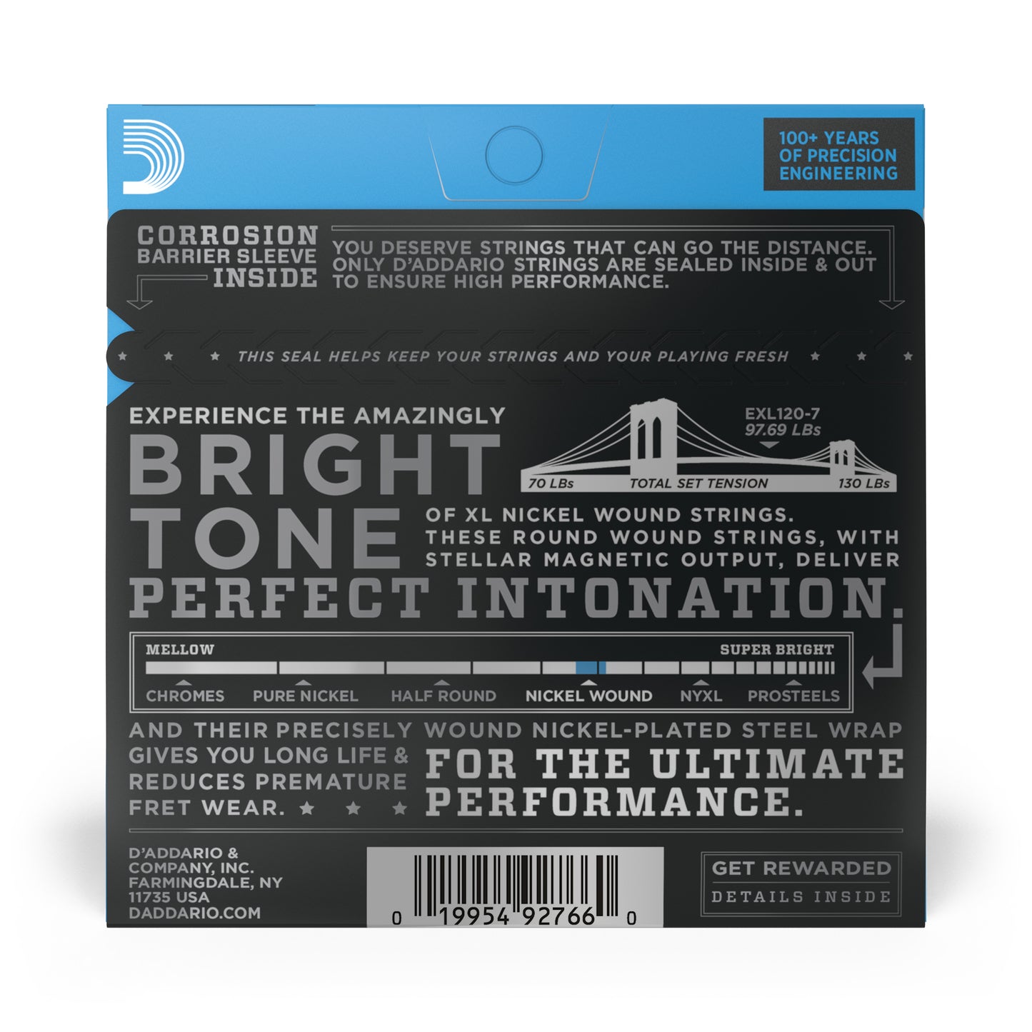 7/8-String, XL Nickel Electric Guitar Strings