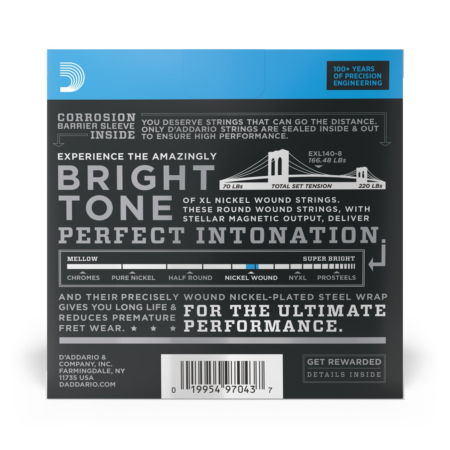 7/8-String, XL Nickel Electric Guitar Strings