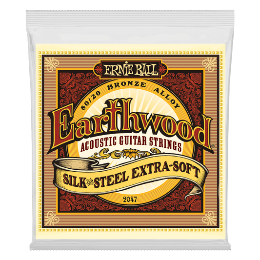 EARTHWOOD SILK & STEEL EXTRA SOFT 80/20 BRONZE ACOUSTIC GUITAR STRINGS - 10-50 GAUGE