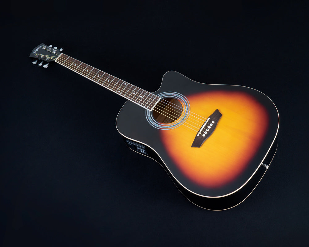 Washburn WA90CEVSB Dreadnought Acoustic Electric Guitar. Tobacco Burst