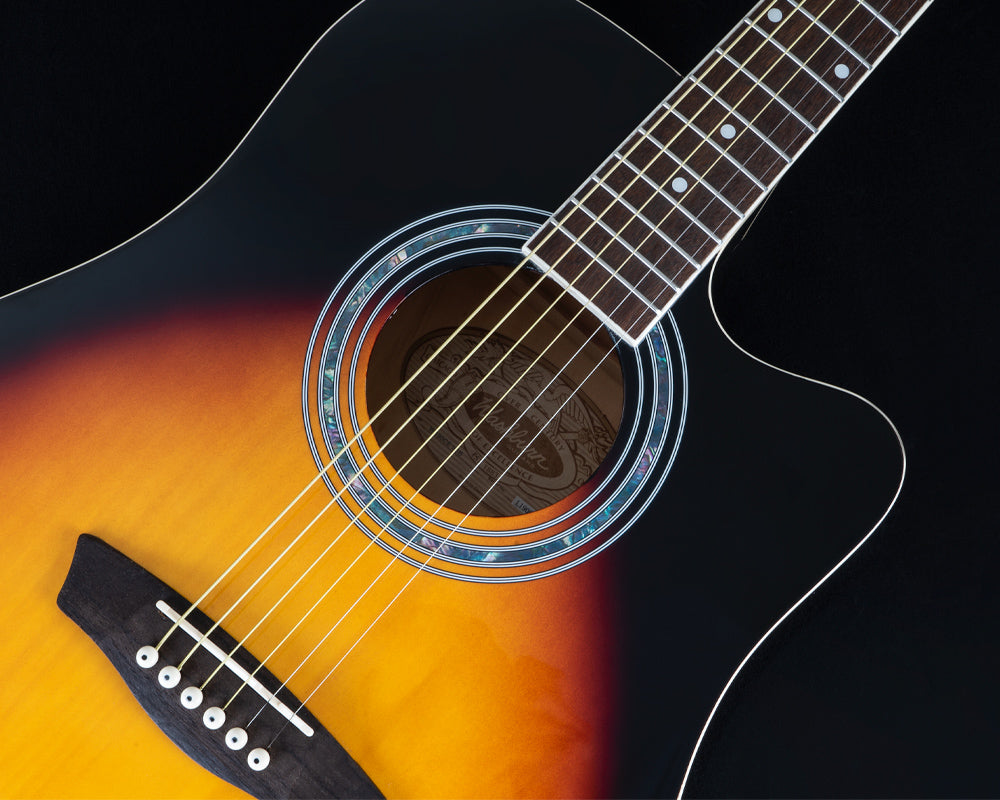 Washburn WA90CEVSB Dreadnought Acoustic Electric Guitar. Tobacco Burst